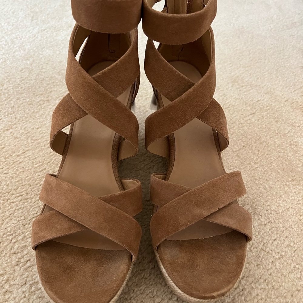 UGG Tan Suede Wedge Sandals